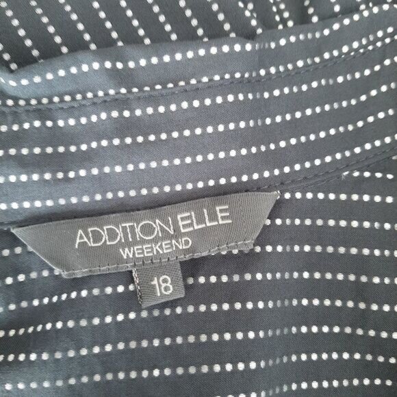 ADDITION ELLE Button Down Dot Stripe Dress Shirt Sz 18 - Picture 11 of 12